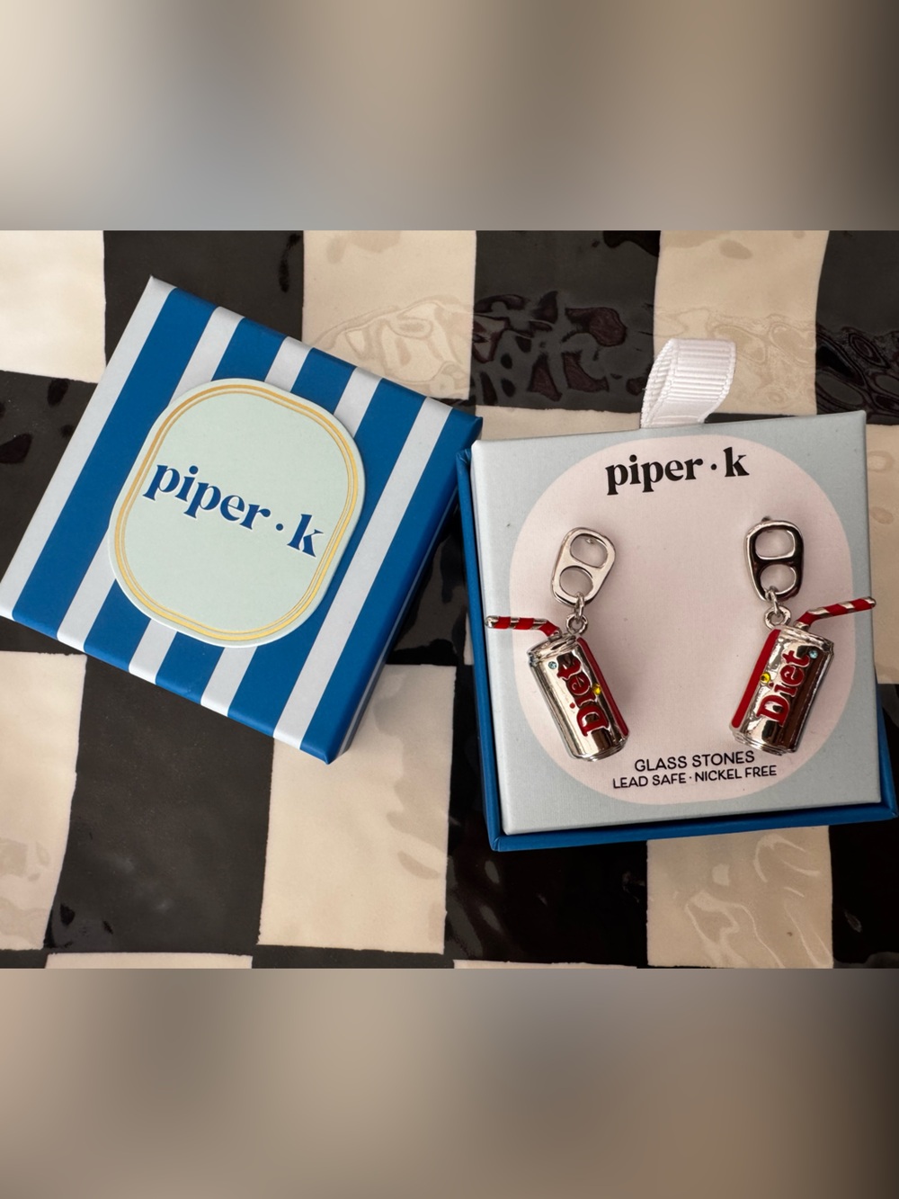 Piper K Diet Coke Soda Can Dangle Earrings NEW